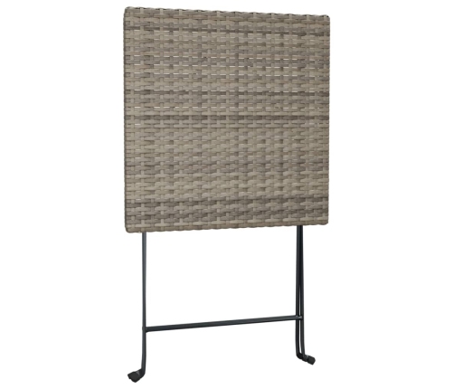 Mesa de cafetería plegable ratán sintético gris 55x54x71 cm