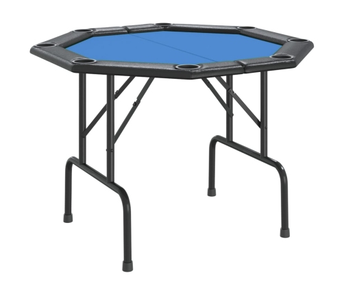 Mesa de póquer plegable para 8 jugadores azul 108x108x75 cm