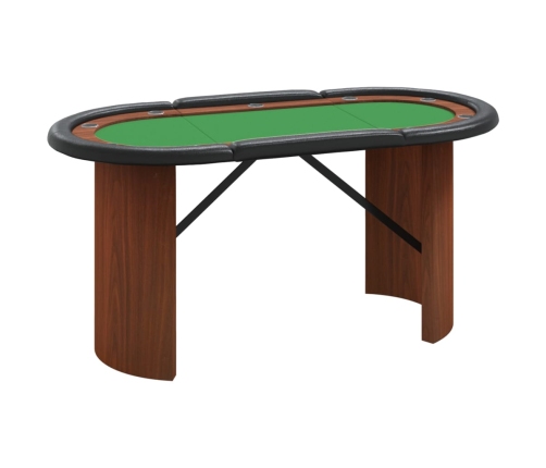 Mesa de póquer para 10 jugadores verde 160x80x75 cm