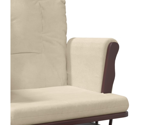 Sillón de lactancia con taburete tela blanco crema