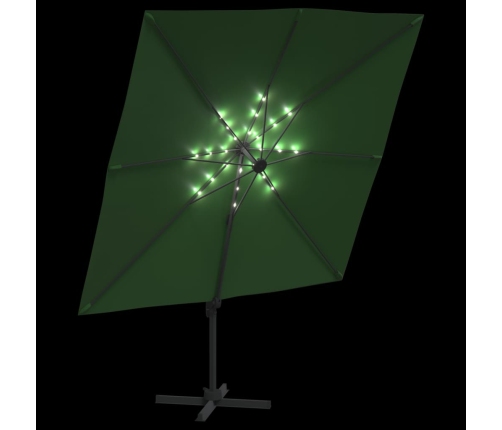 Sombrilla voladiza con LED verde 400x300 cm