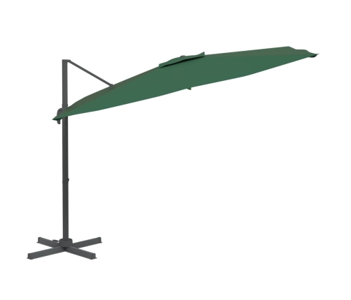 Sombrilla voladiza con LED verde 400x300 cm