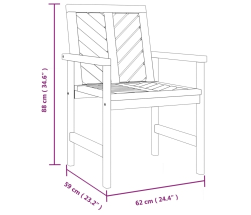 Sillas de comedor para jardín 3 uds madera maciza acacia