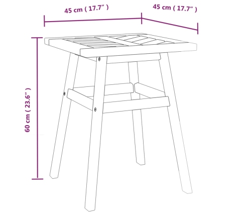 Mesa auxiliar madera maciza acacia 45x45x60 cm