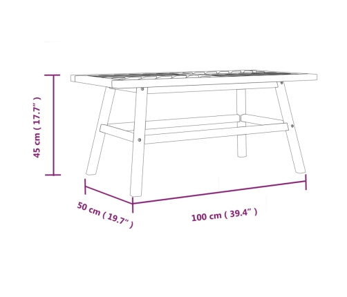 Mesa de centro madera maciza acacia 100x50x45 cm