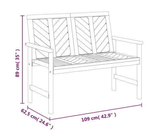 vidaXL Banco de jardín madera maciza de acacia 109 cm