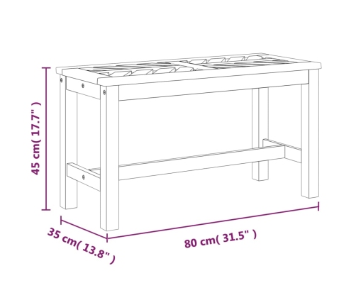 Banco de jardín madera maciza de acacia 80 cm