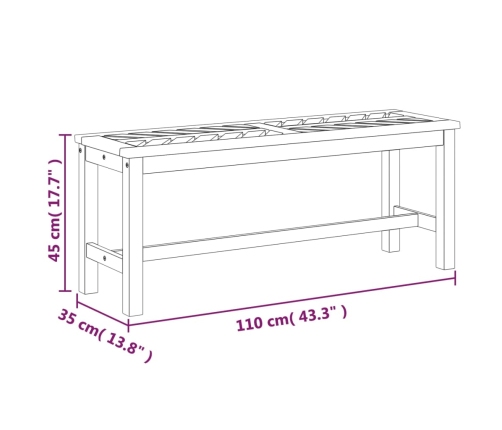 Banco de jardín madera maciza de acacia 110 cm