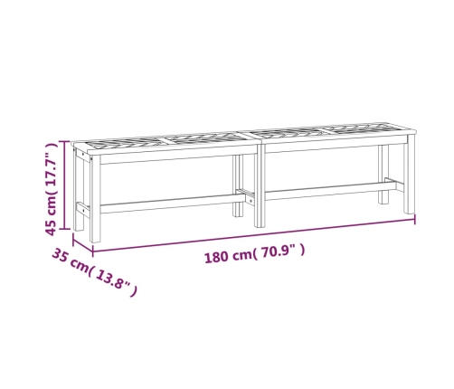 vidaXL Banco de jardín madera maciza de acacia 180 cm