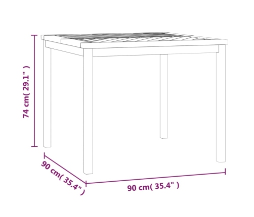 Mesa de comedor de jardín madera maciza de acacia 90x90x74 cm