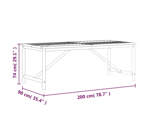 Mesa de comedor madera maciza de acacia 200x90x74 cm