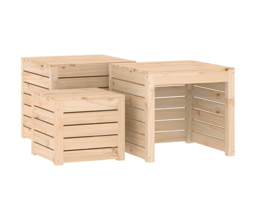 Set de cajas de jardín 3 piezas madera maciza de pino