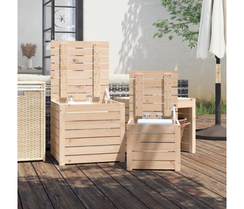 Set de cajas de jardín 3 piezas madera maciza de pino