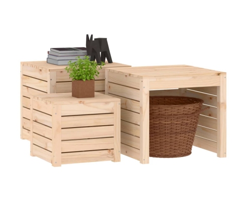 Set de cajas de jardín 3 piezas madera maciza de pino