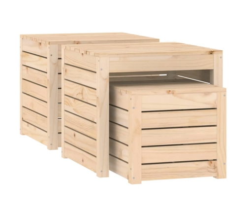 Set de cajas de jardín 3 piezas madera maciza de pino