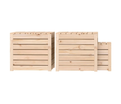 Set de cajas de jardín 3 piezas madera maciza de pino