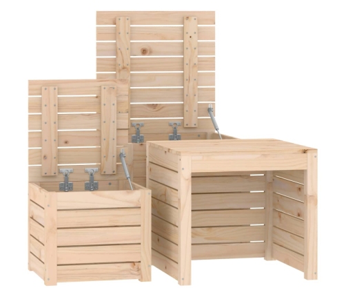 Set de cajas de jardín 3 piezas madera maciza de pino