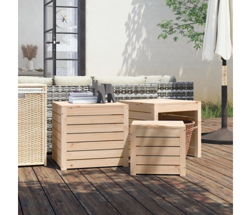 Set de cajas de jardín 3 piezas madera maciza de pino