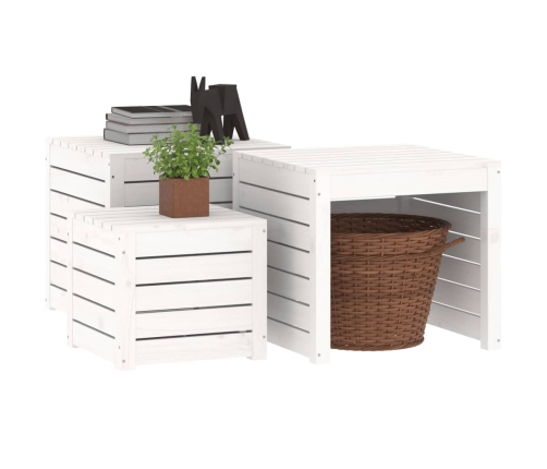 Set de cajas de jardín 3 piezas madera maciza de pino blanco