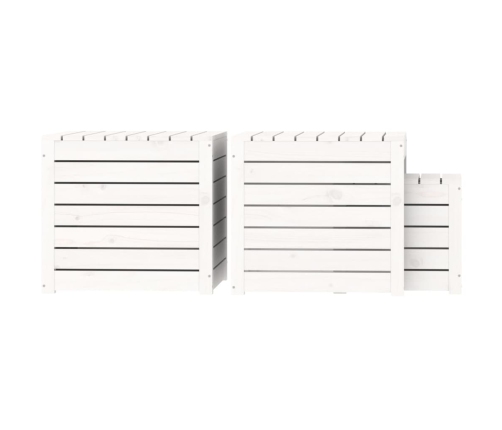 Set de cajas de jardín 3 piezas madera maciza de pino blanco