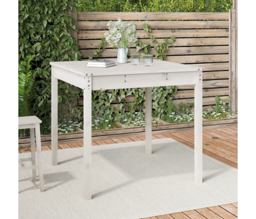 vidaXL Mesa de jardín madera maciza de pino blanco 82,5x82,5x76 cm