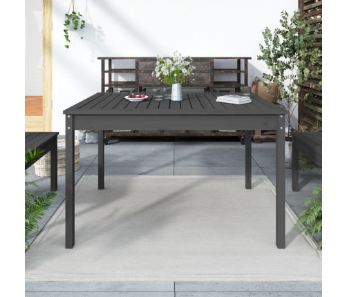 Mesa de jardín madera maciza pino gris 121x82,5x76 cm