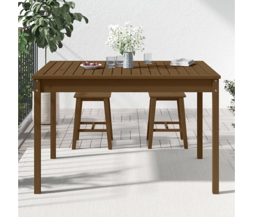 Mesa de jardín madera maciza pino marrón miel 121x82,5x76 cm