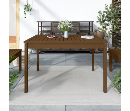 Mesa de jardín madera maciza pino marrón miel 121x82,5x76 cm