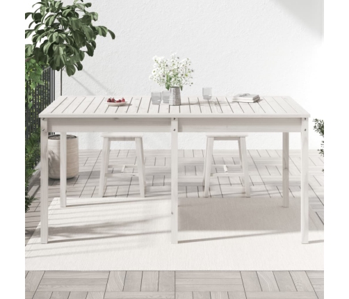 Mesa de jardín madera maciza pino blanco 159,5x82,5x76 cm