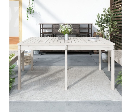 Mesa de jardín madera maciza pino blanco 159,5x82,5x76 cm