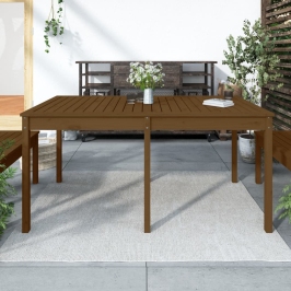 Mesa de jardín madera maciza pino marrón miel 159,5x82,5x76 cm