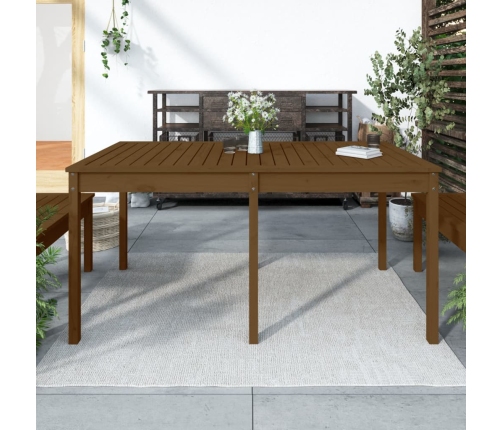 Mesa de jardín madera maciza pino marrón miel 159,5x82,5x76 cm