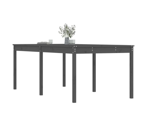 Mesa de jardín madera maciza de pino gris 203,5x100x76 cm