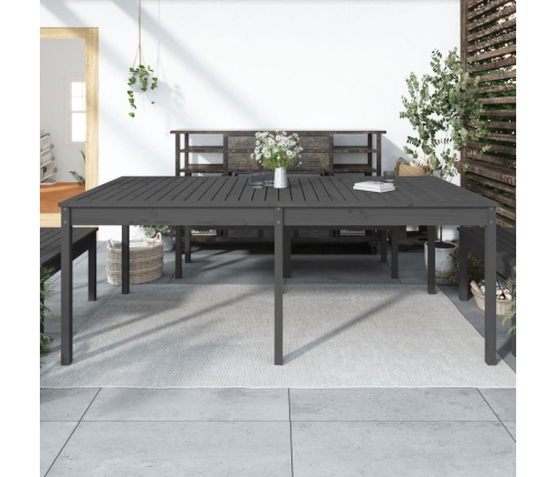 Mesa de jardín madera maciza de pino gris 203,5x100x76 cm