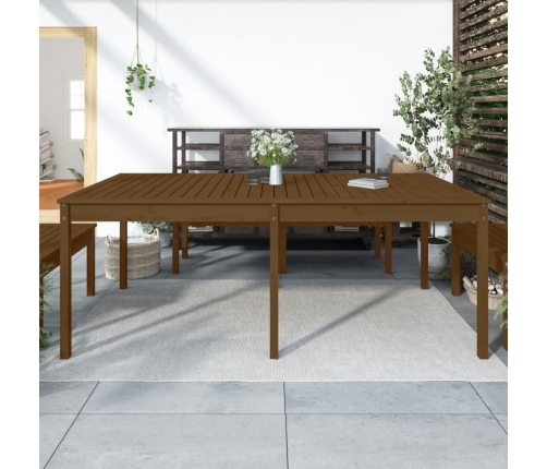 Mesa de jardín madera maciza pino marrón miel 203,5x100x76 cm