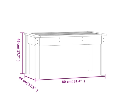 Banco de jardín madera maciza de pino 80x44x45 cm