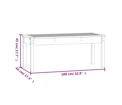 Banco de jardín madera maciza de pino 109x44x45 cm