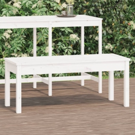 Banco de jardín madera maciza pino blanco 109x44x45 cm