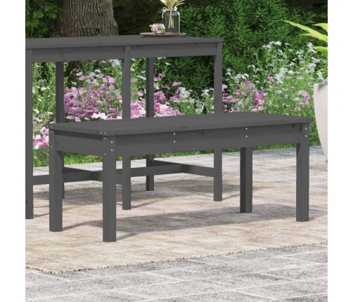 Banco de jardín madera maciza de pino gris 109x44x45 cm