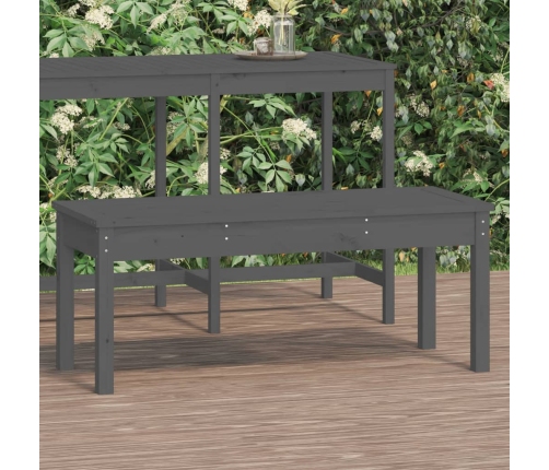 Banco de jardín madera maciza de pino gris 109x44x45 cm