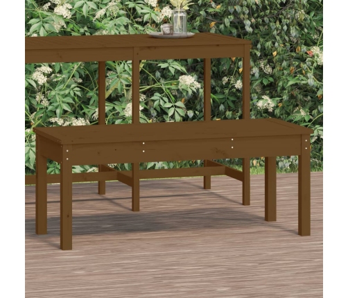 Banco de jardín madera maciza pino marrón miel 109x44x45 cm