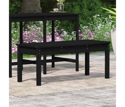 Banco de jardín madera maciza pino negro 109x44x45 cm