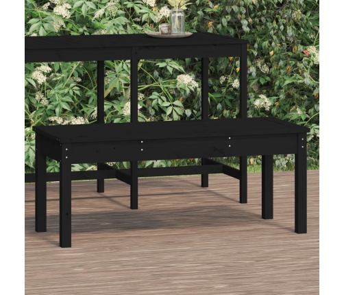 vidaXL Banco de jardín madera maciza pino negro 109x44x45 cm