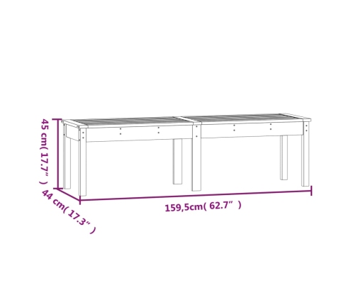 Banco jardín 2 plazas madera maciza pino blanco 159,5x44x45 cm