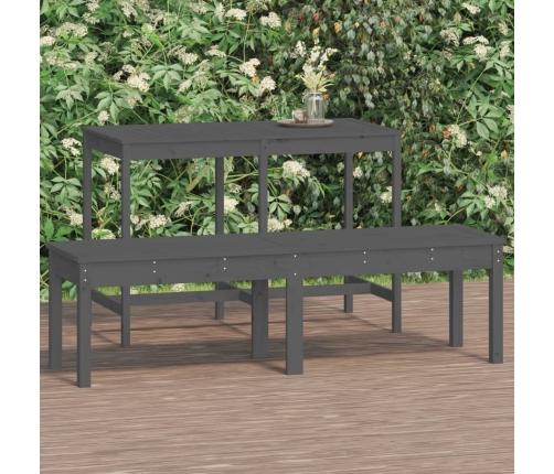 Banco jardín de 2 plazas madera maciza pino gris 159,5x44x45 cm