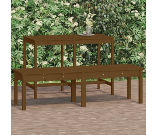 Banco jardín 2 plazas madera maciza pino marrón 159,5x44x45 cm