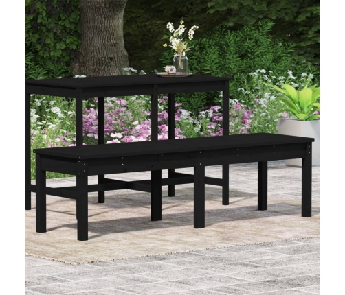 Banco jardín 2 plazas madera maciza pino negro 159,5x44x45 cm