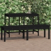 Banco jardín 2 plazas madera maciza pino negro 159,5x44x45 cm