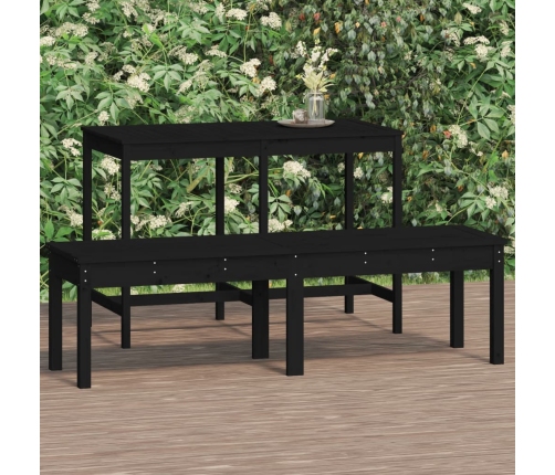 Banco jardín 2 plazas madera maciza pino negro 159,5x44x45 cm