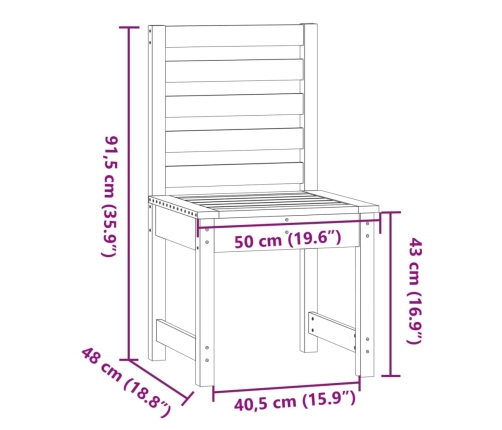 Sillas jardín 2 uds madera maciza pino blanco 50x48x91,5 cm